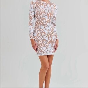 NADINE MERABI White Floral Lace Dress